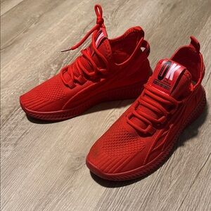 Bold Red Knit Athletic Sneakers